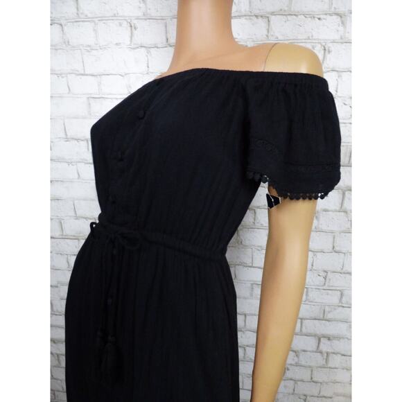 INC International Concepts Black Off Shoulder Tiered Peasant Dress XS NEW - Picture 13 of 16